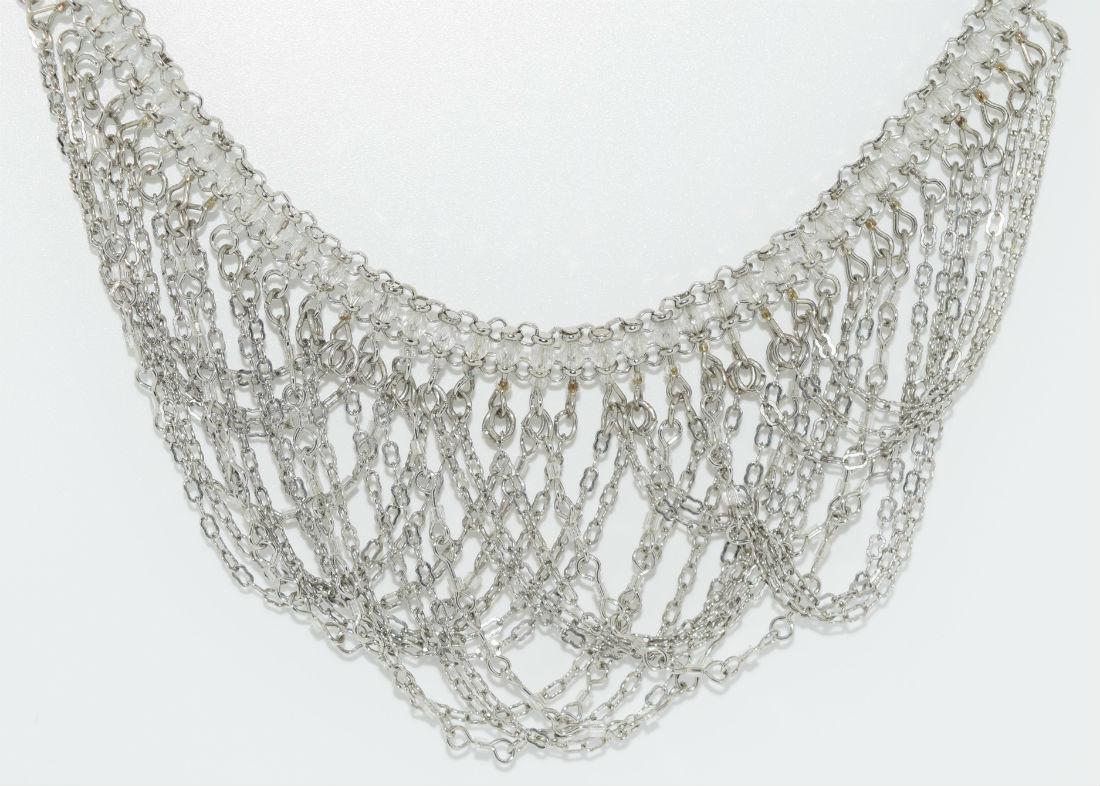 Silver tone waterfall choker necklace: Silver tone waterfall choker necklace | Measurement: 13” â€“ 17” length