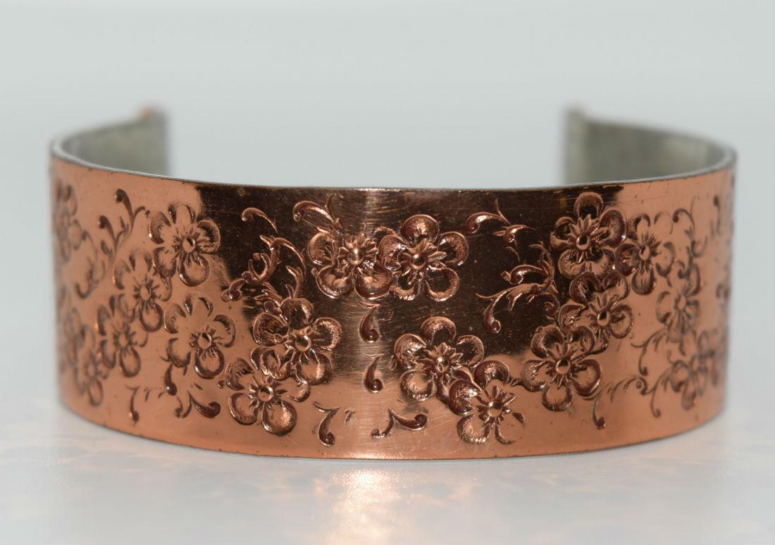 Gret Barkin flower stamp copper cuff bracelet (1 of 5)