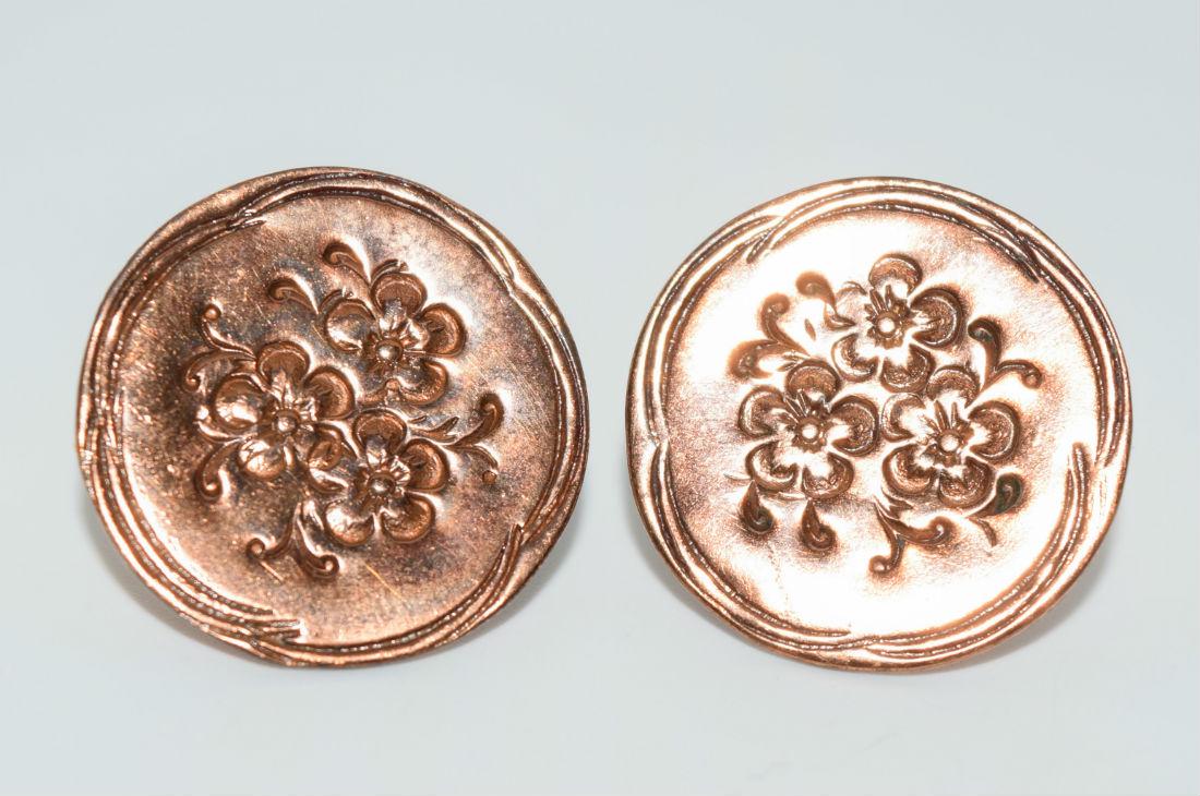 Gret Barkin copper flower stamp earrings (1 of 2)