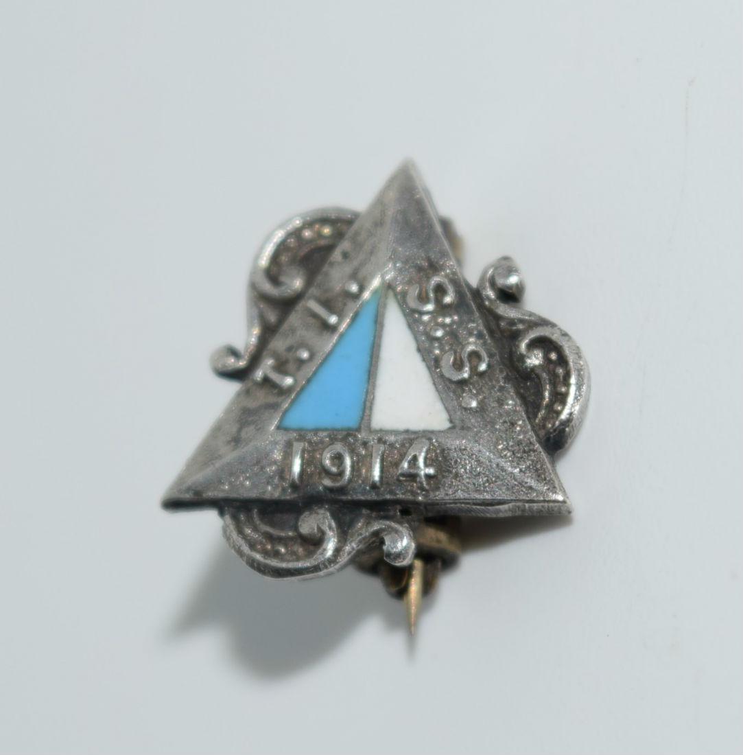 Silver tone enamel brooch (1 of 4)