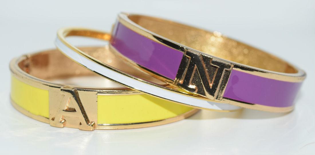 Set of 3 enamel hinged bangle bracelets (1 of 3)