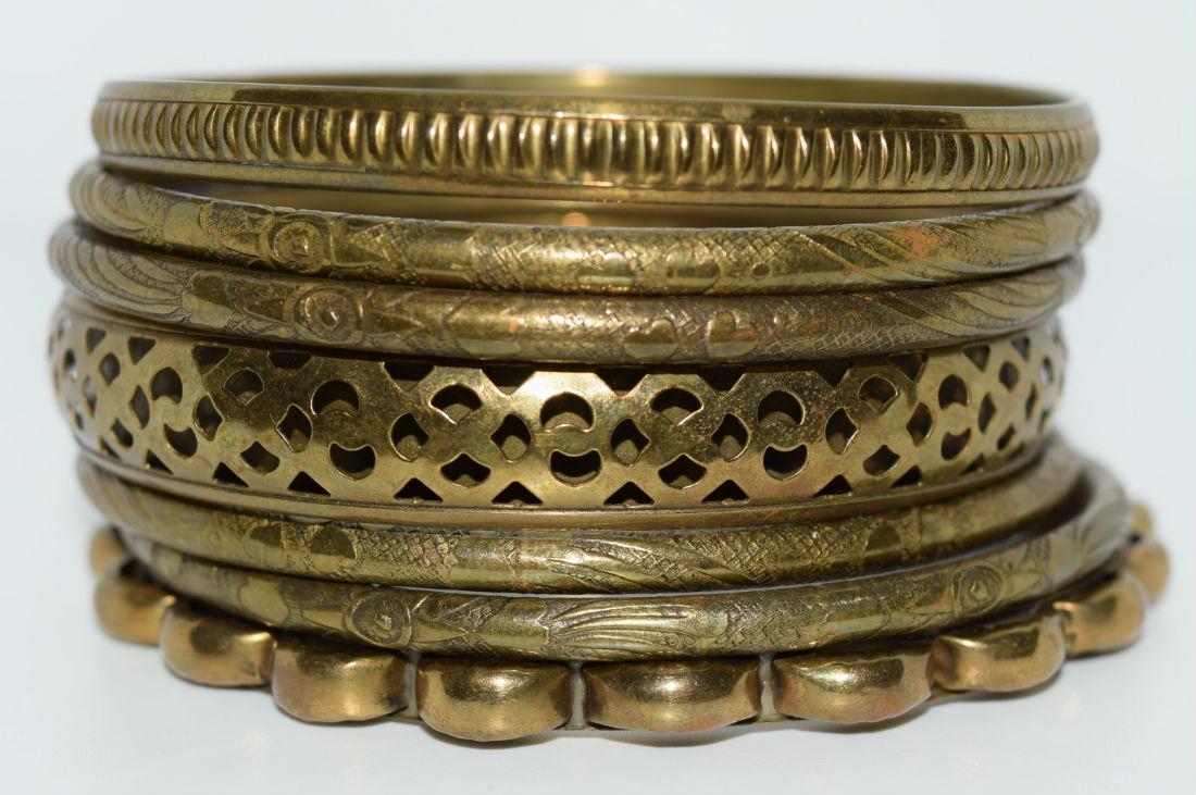 Set of 7 bronze tone bangle bracelets (1 of 3)