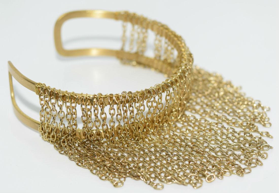 Gold tone waterfall cuff bracelet (1 of 2)