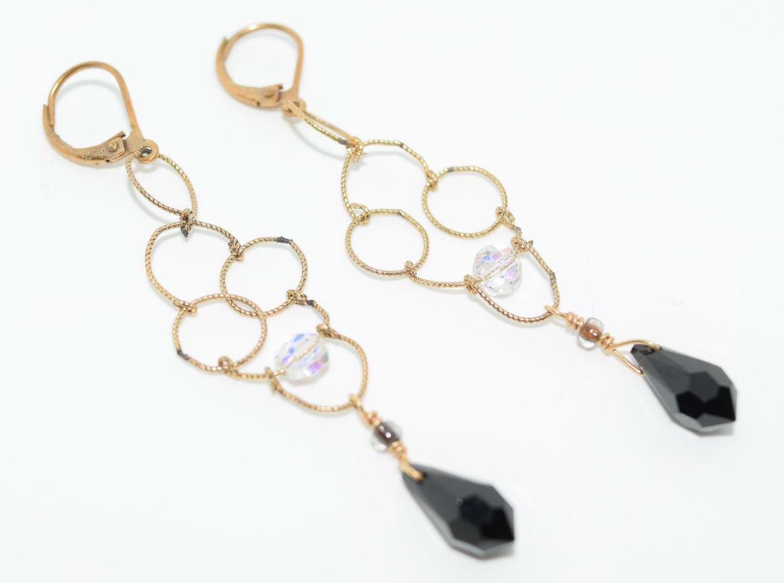 14K gold filled bead dangle earrings (1 of 2)