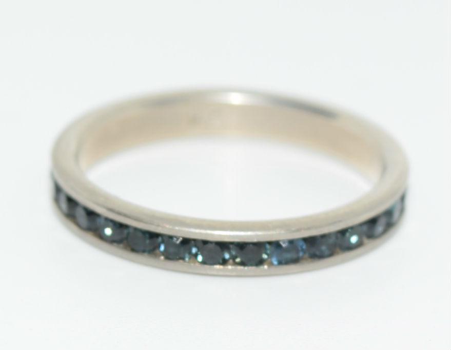 Sterling Royal Blue Rhinestone Eternity Ring sz 7 (1 of 3)