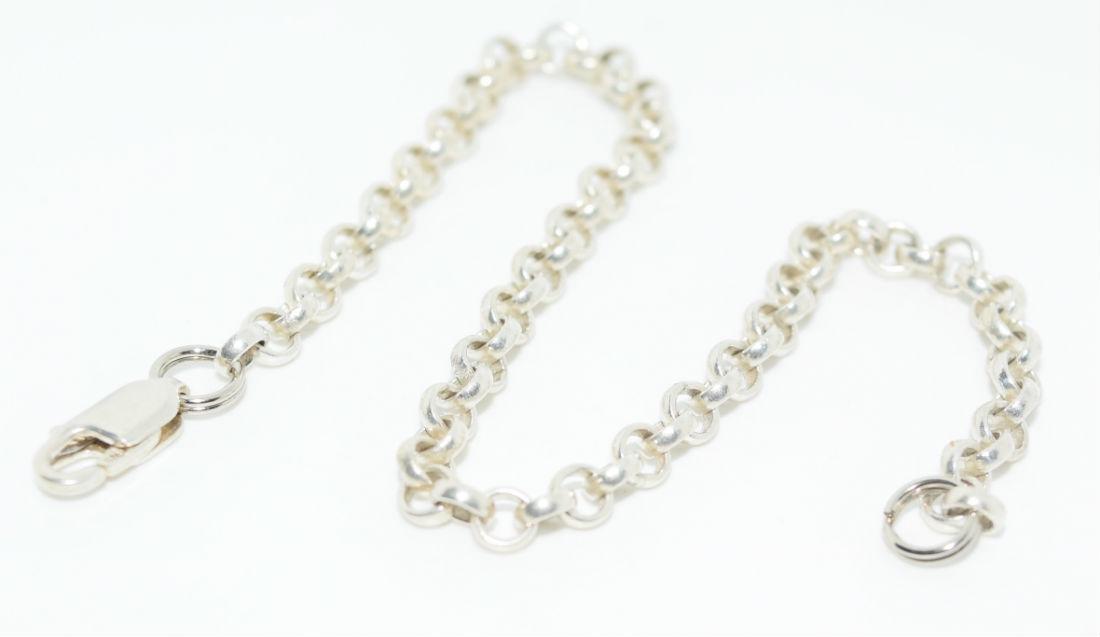 Sterling Silver Rolo Chain Bracelet: Sterling Silver 8” 4mm Wide Rolo Link Bracelet