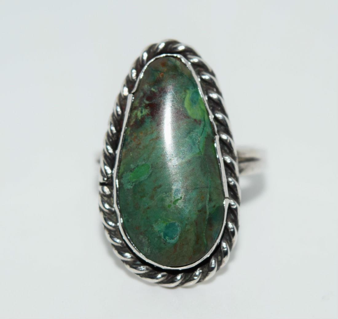 Native American Sterling Turquoise Ring Sz 8 (1 of 4)