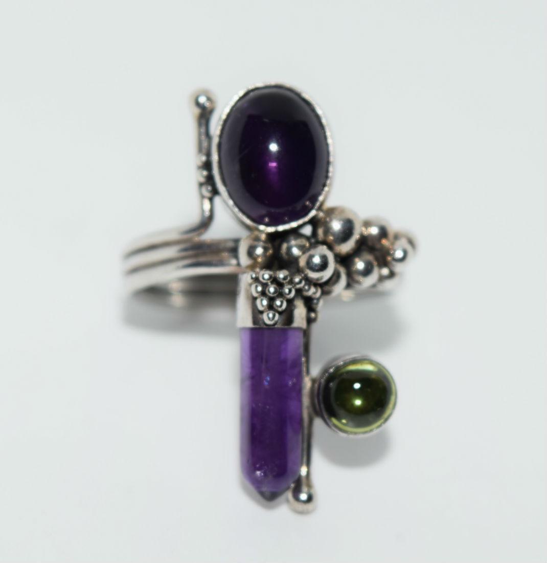 Artisan Sterling Amethyst Cocktail Ring Sz 8 (1 of 3)