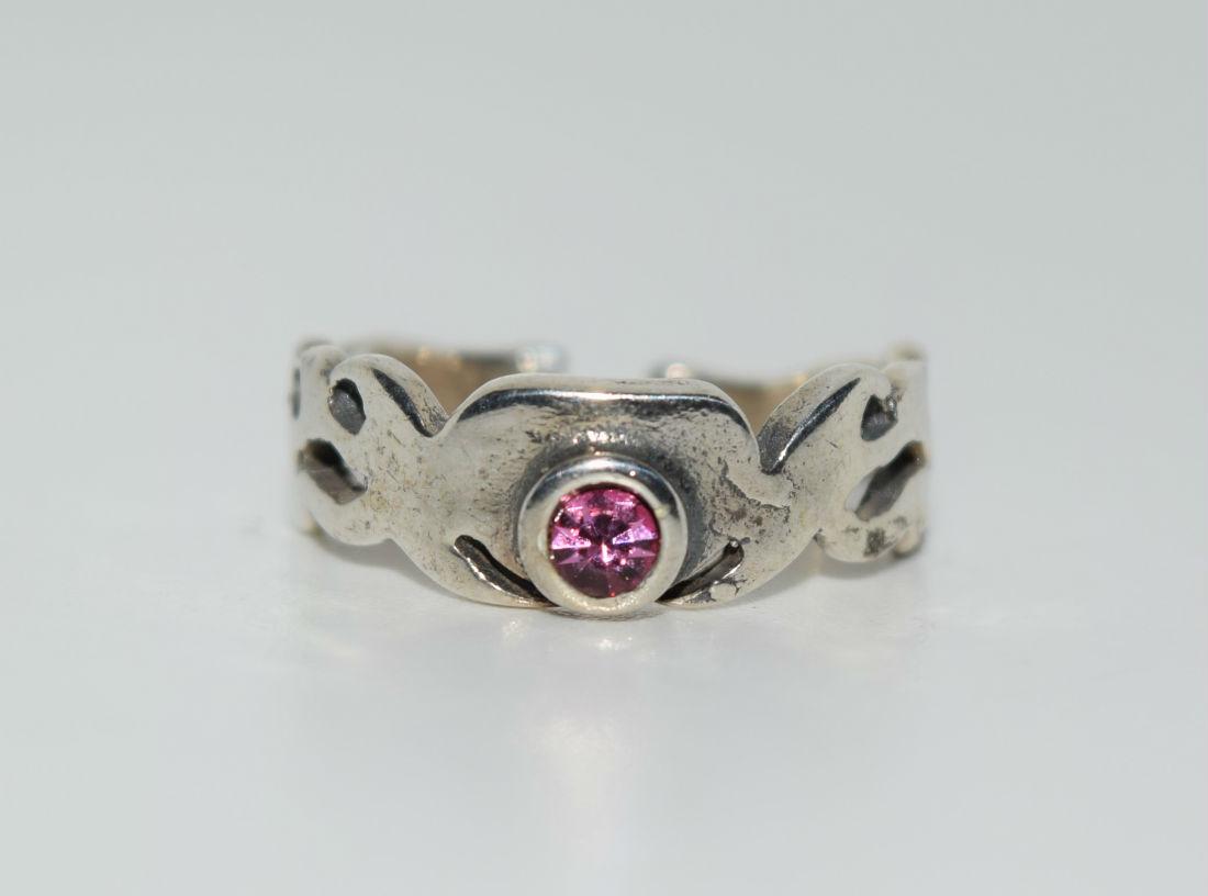 Sterling Silver Pink CZ Knuckle Ring (1 of 4)