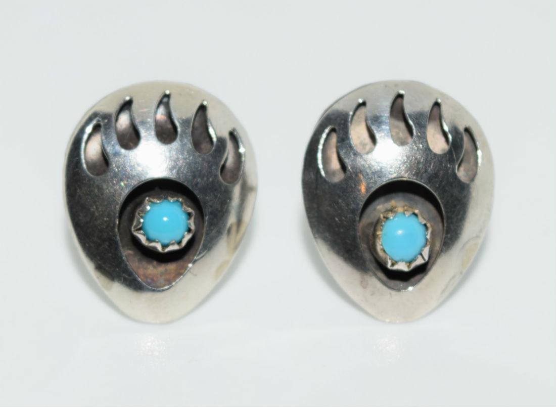 Native American Sterling Bear Paw Earrings (1 of 3)