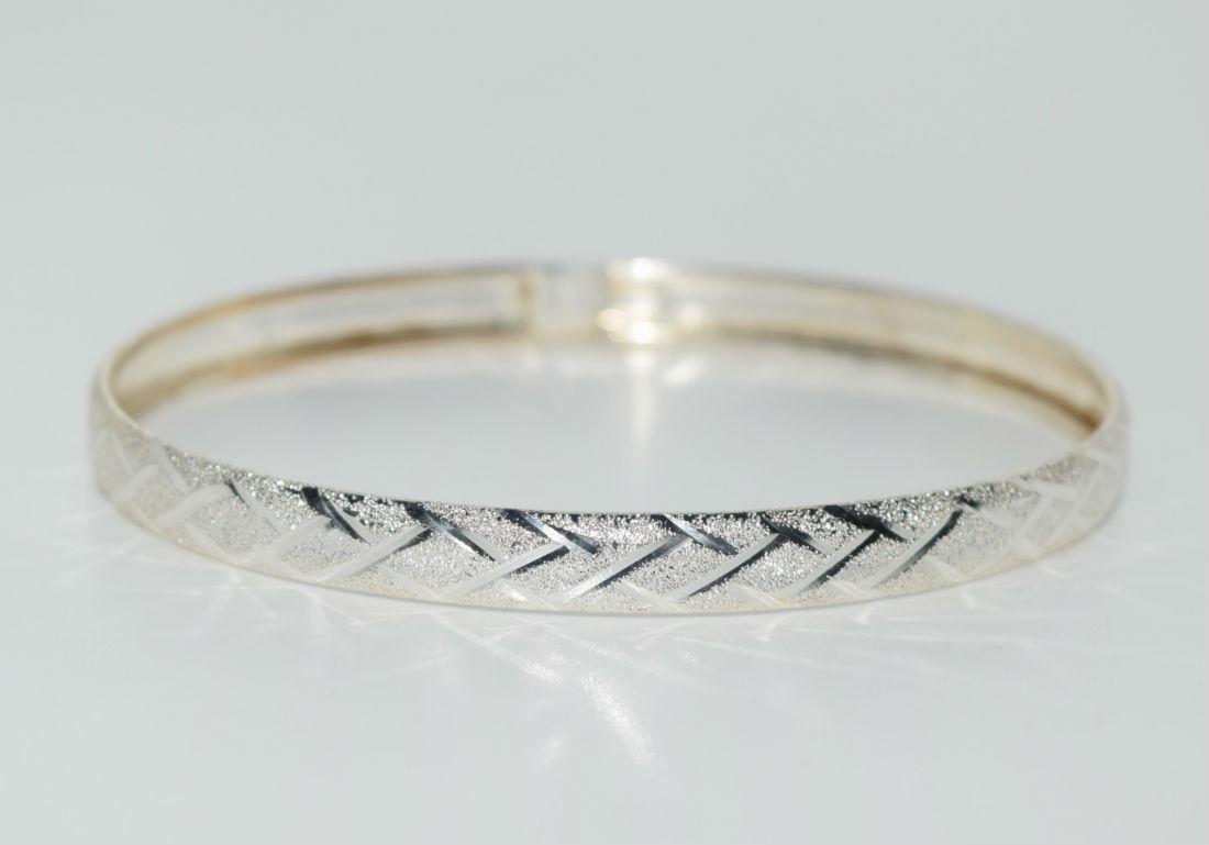 Sterling Textured Diamond Etched Bracelet (1 of 4)