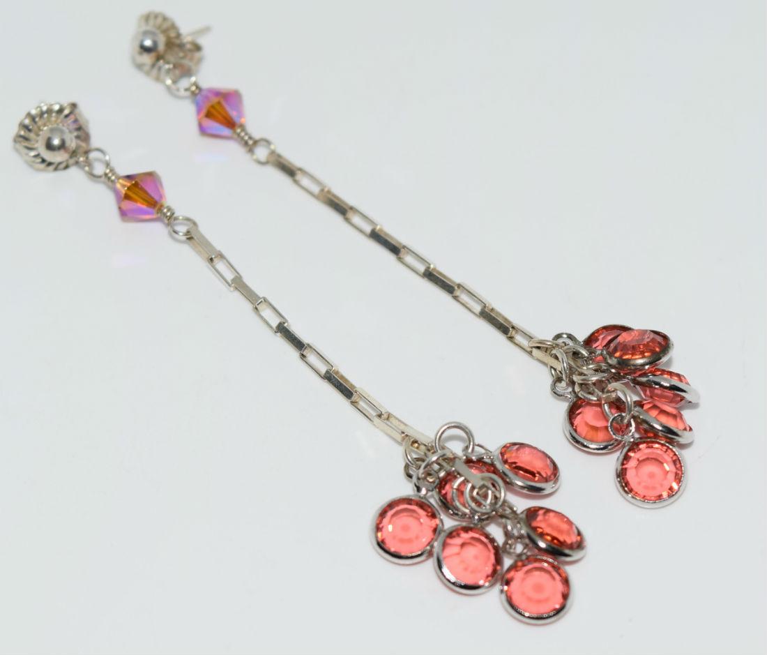 Sterling Pink Bead Dangle Earrings (1 of 2)
