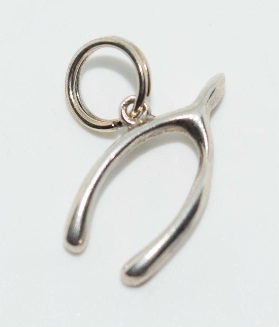 Silver Tone Wishbone Charm or Pendant (1 of 2)