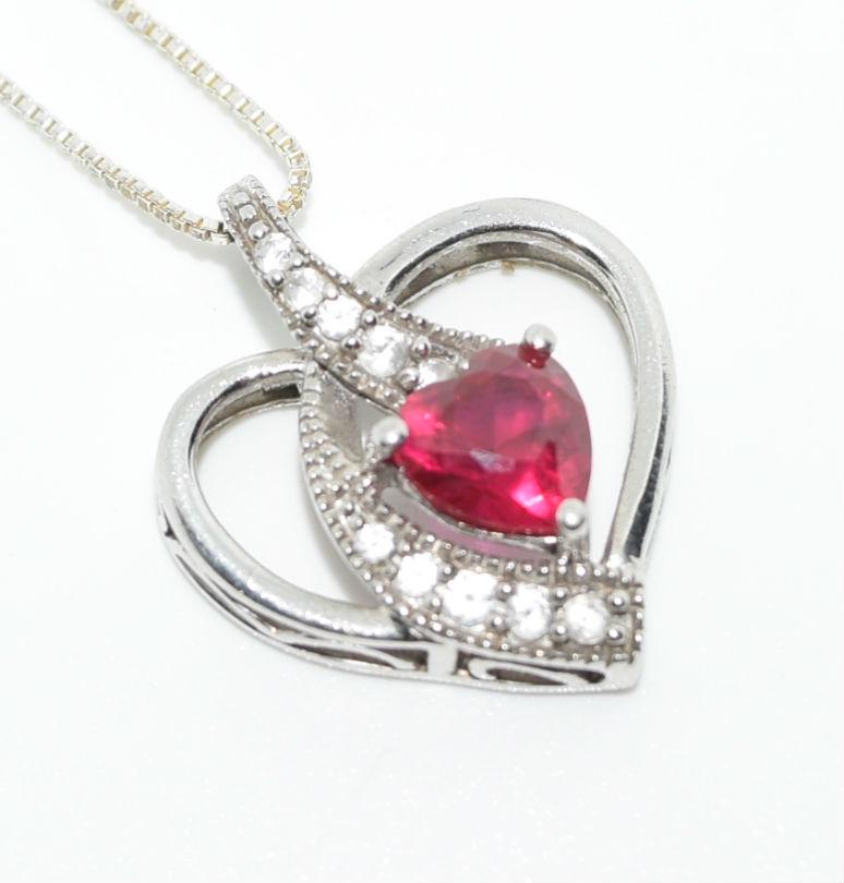Sterling Silver Red Heart Stone Necklace (1 of 3)