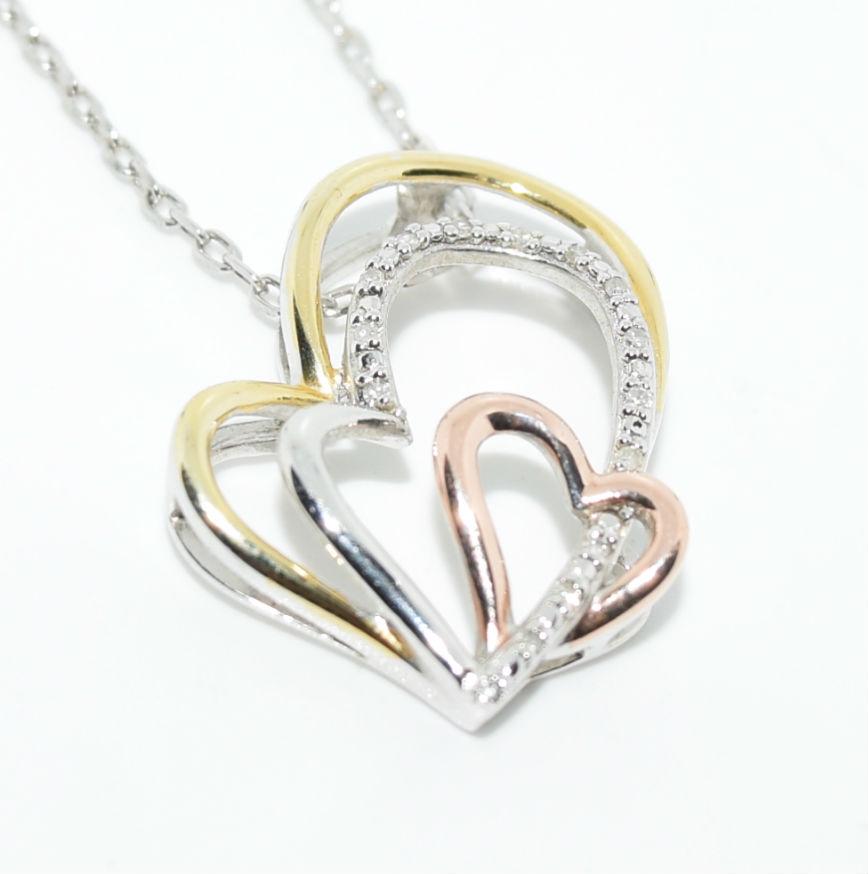Sterling Silver Tri Heart Diamond Accent Necklace (1 of 3)