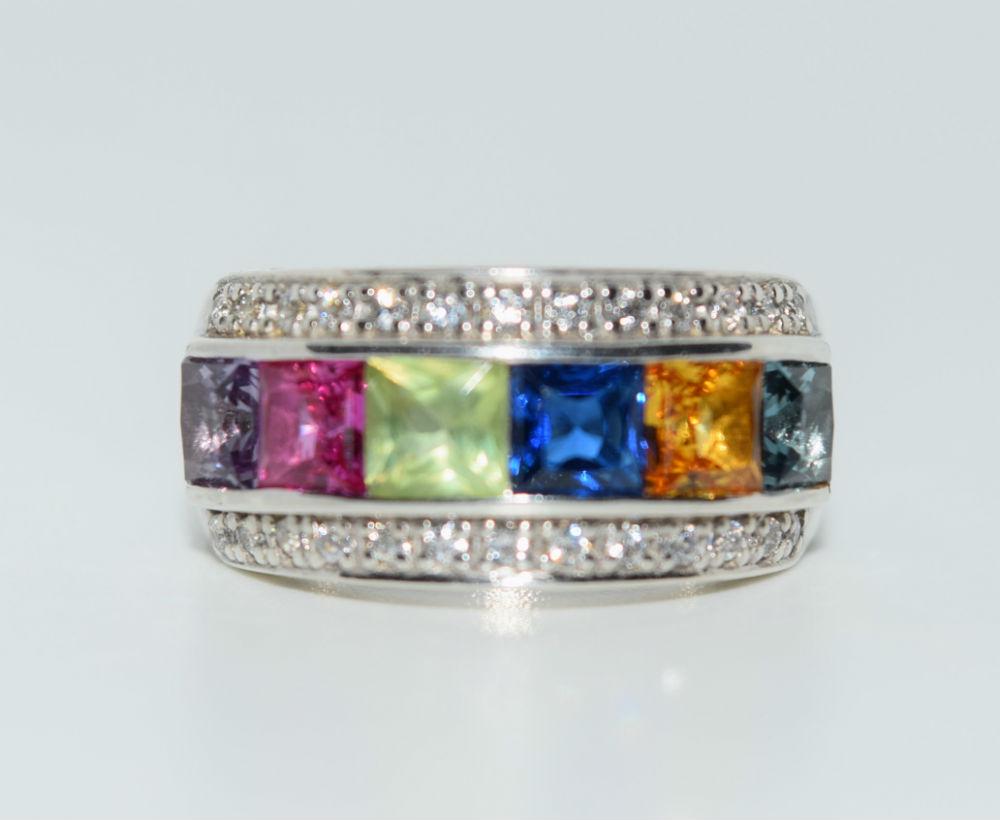 Sterling Topaz, Sapphire, & Peridot Ring Sz 6 (1 of 6)