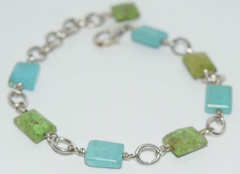 Sterling Silver Turquoise Link Bracelet (1 of 3)