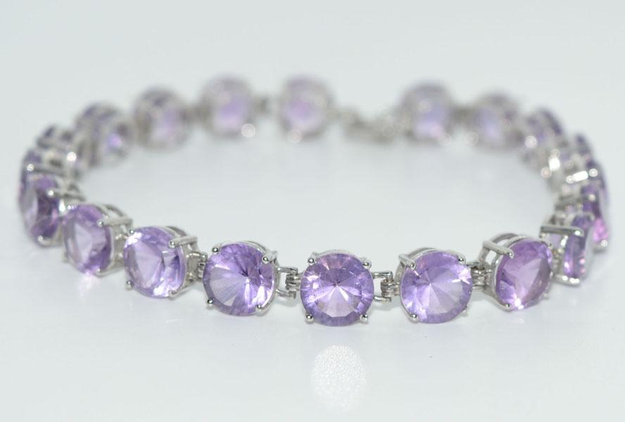 Sterling Silver Purple Stone Bracelet (1 of 3)