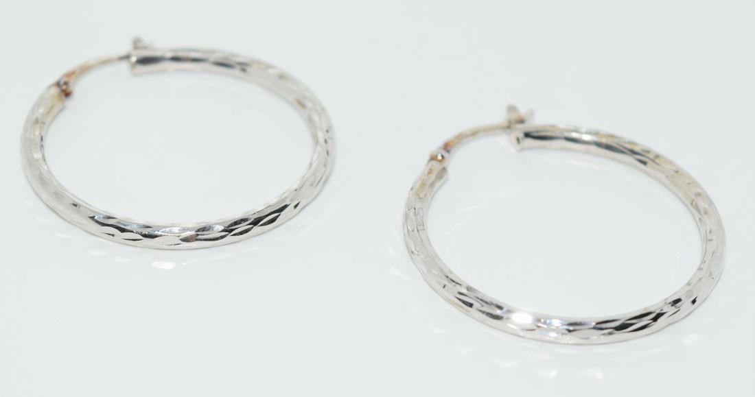 Sterling Silver Etched Hoop Earrings (1 of 3)