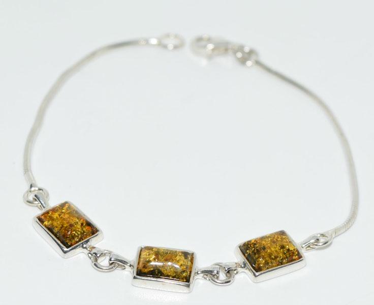 Sterling Amber Link Bracelet (1 of 3)