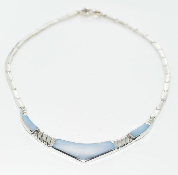 VTG Sterling Silver MOP Flat Necklace (1 of 4)