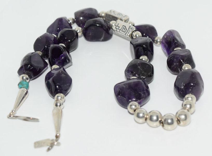 VTG Sterling 400+ct Amethyst Nugget Necklace (1 of 4)