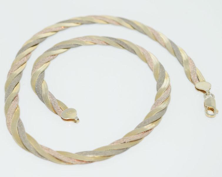 VTG Sterling 3 Strand Herringbone Necklace (1 of 3)