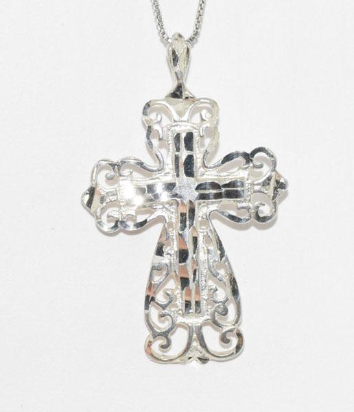 VTG Silver Filigree Cross Necklace (1 of 4)