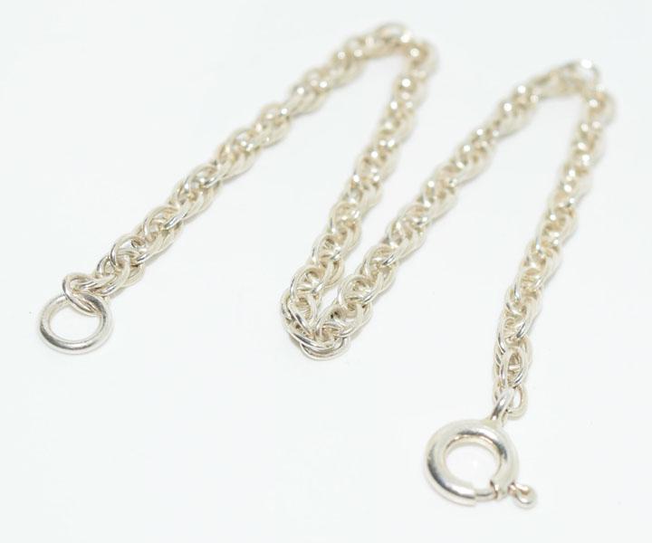 Sterling Silver Link Rope Chain Bracelet: This Sterling Silver Link Rope Chain Measures 3.6mm wide and is 7inches long.