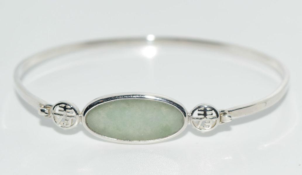 Sterling Silver Jade Bangle (1 of 3)