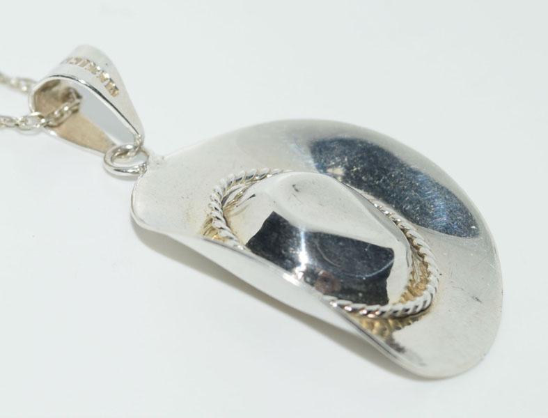 VTG Mex Silver Cowboy Hat Necklace (1 of 4)