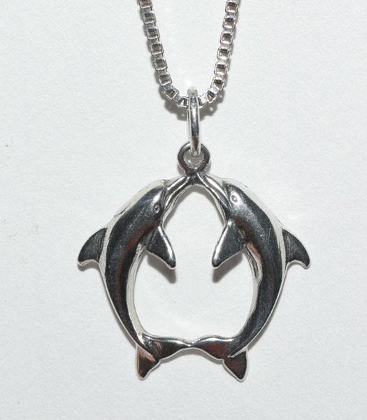Sterling Silver Double Dolphin Necklace (1 of 3)
