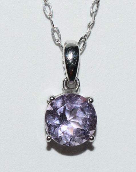 Sterling Silver Purple Cz Solitaire Necklace (1 of 4)