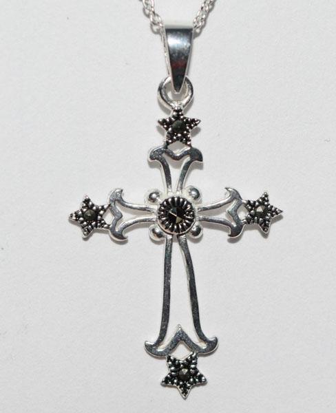 Sterling Silver Star Cross Necklace (1 of 4)