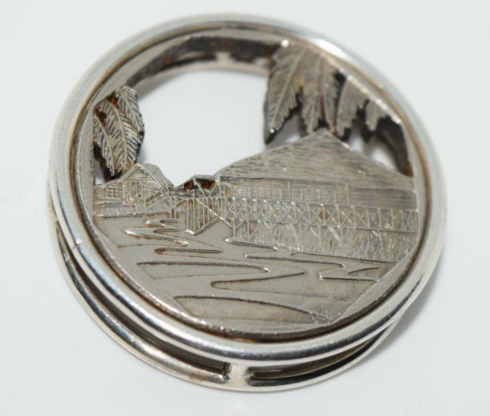 VTG Sterling Wrapped Cuban Coin Pendant: This Cuban Coin is laser cut and is wrapped with a sterling Slide pendant design and measures 30.5mm round and weighs 10.49 grams.