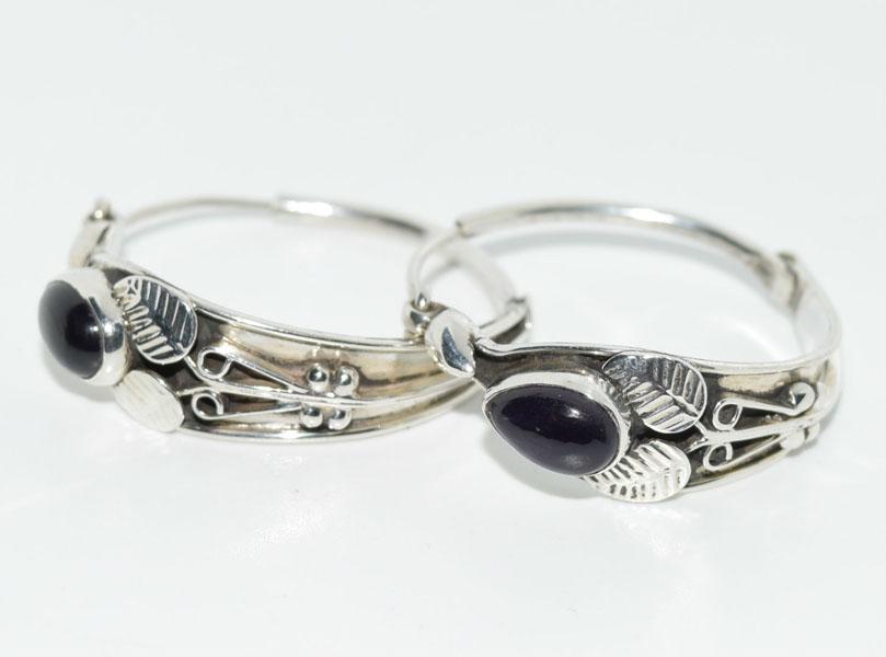 VTG Sterling Ornate Hoop Earrings (1 of 4)