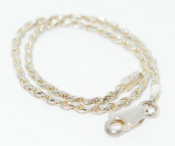 Sterling Silver Rope Chain Bracelet: This Bracelet is 1.6mm wide and 7.25inches long.