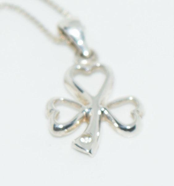 Sterling Silver 3Leaf Clover necklace: This pendant measures 13mm wide with a 24mm drop on a 20inch box chain.