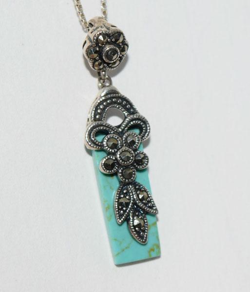 Sterling Silver Turquoise Color Necklace (1 of 5)
