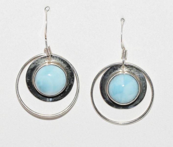 Vtg Sterling Silver Larimar Dangle Earrings (1 of 4)