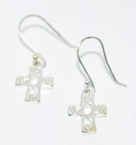 Dainty Sterling Silver Cross Earrings: These earrings have a 31mm drop and are 11mm wide.