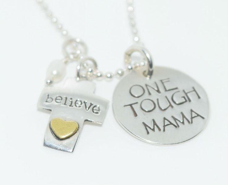 Sterling Silver Mama Quote Charm Necklace (1 of 3)