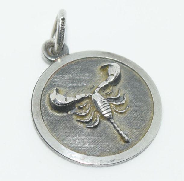 Sterling A&Z Scorpion Medallion Charm: This Sterling Silver A&Z Scorpion Medallion Charm measures 16mm round.