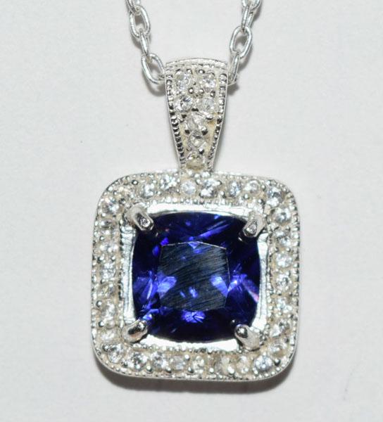 Sterling Sliver Cz Halo Necklace (1 of 4)