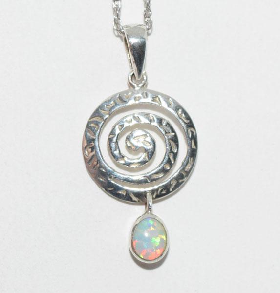 Vtg Sterling Artisan Swirl Opal Necklace (1 of 3)