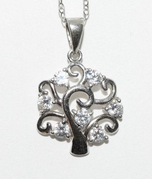 Sterling Silver CZ Family Tree Necklace (1 of 3)