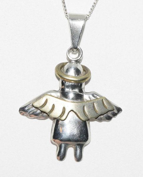 VTG Sterling Two Tone Angel Necklace (1 of 4)