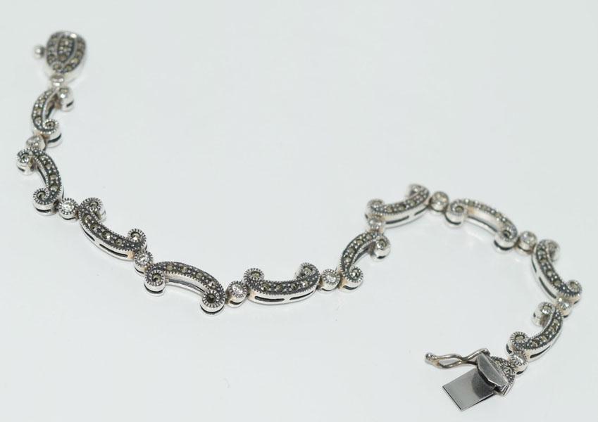 Sterling & Marcasite Scroll Bracelet (1 of 4)