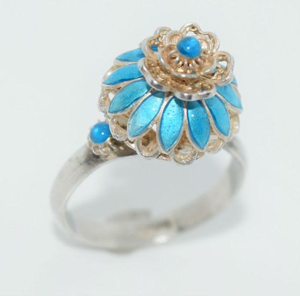 Vintage Sterling Enamel Ring sz 6 (1 of 6)