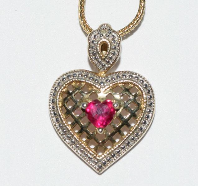 Sterling & Ruby Heart Necklace (1 of 5)